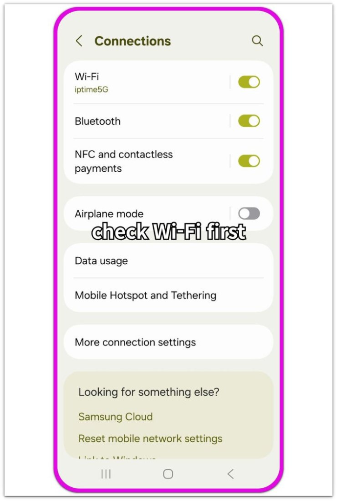 android connections screen wi-fi settings