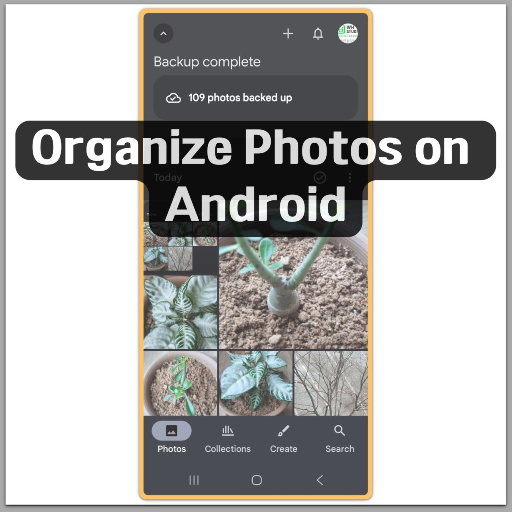 Google Photos main screen showing photos backed up on Android