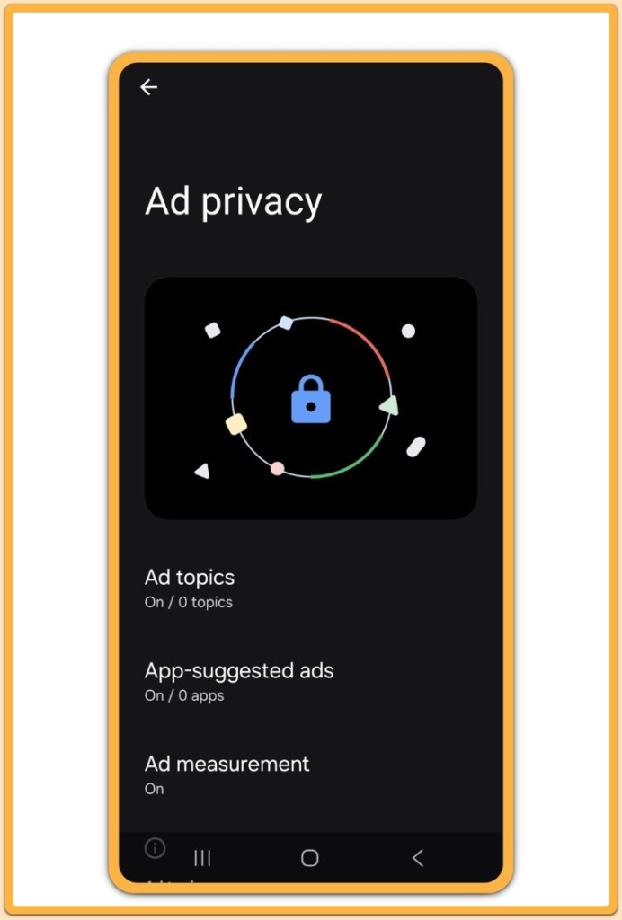 Android ad privacy settings screen