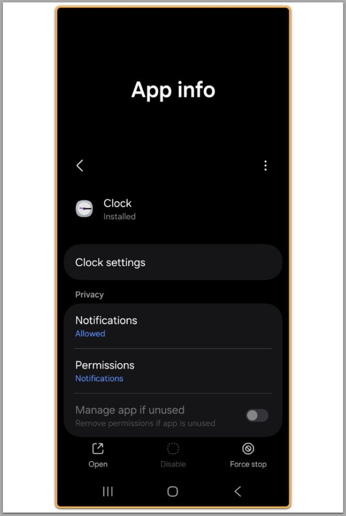 android clock alarm screen enabled