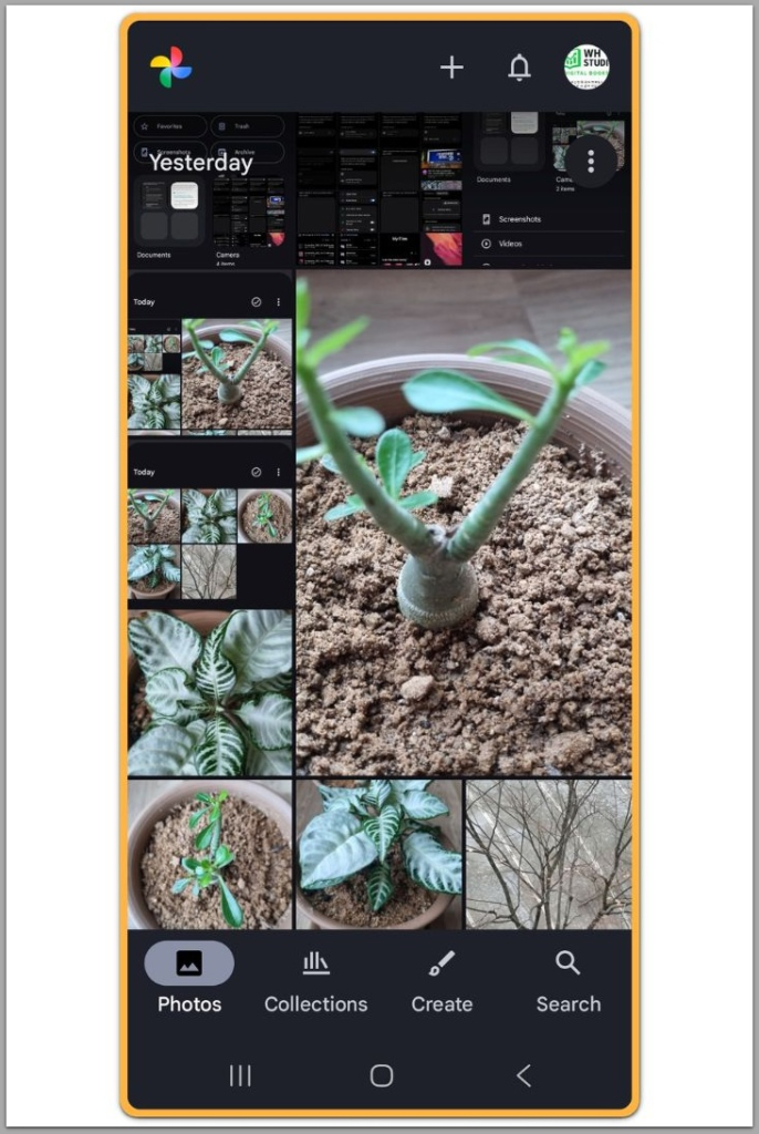 Google Photos showing account profile icon on Android