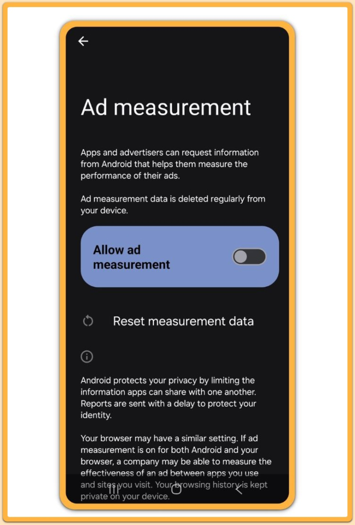 Ad measurement settings on Android
