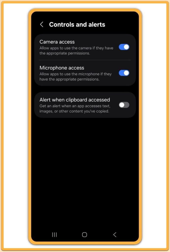 Android permission controls for camera and microphone
