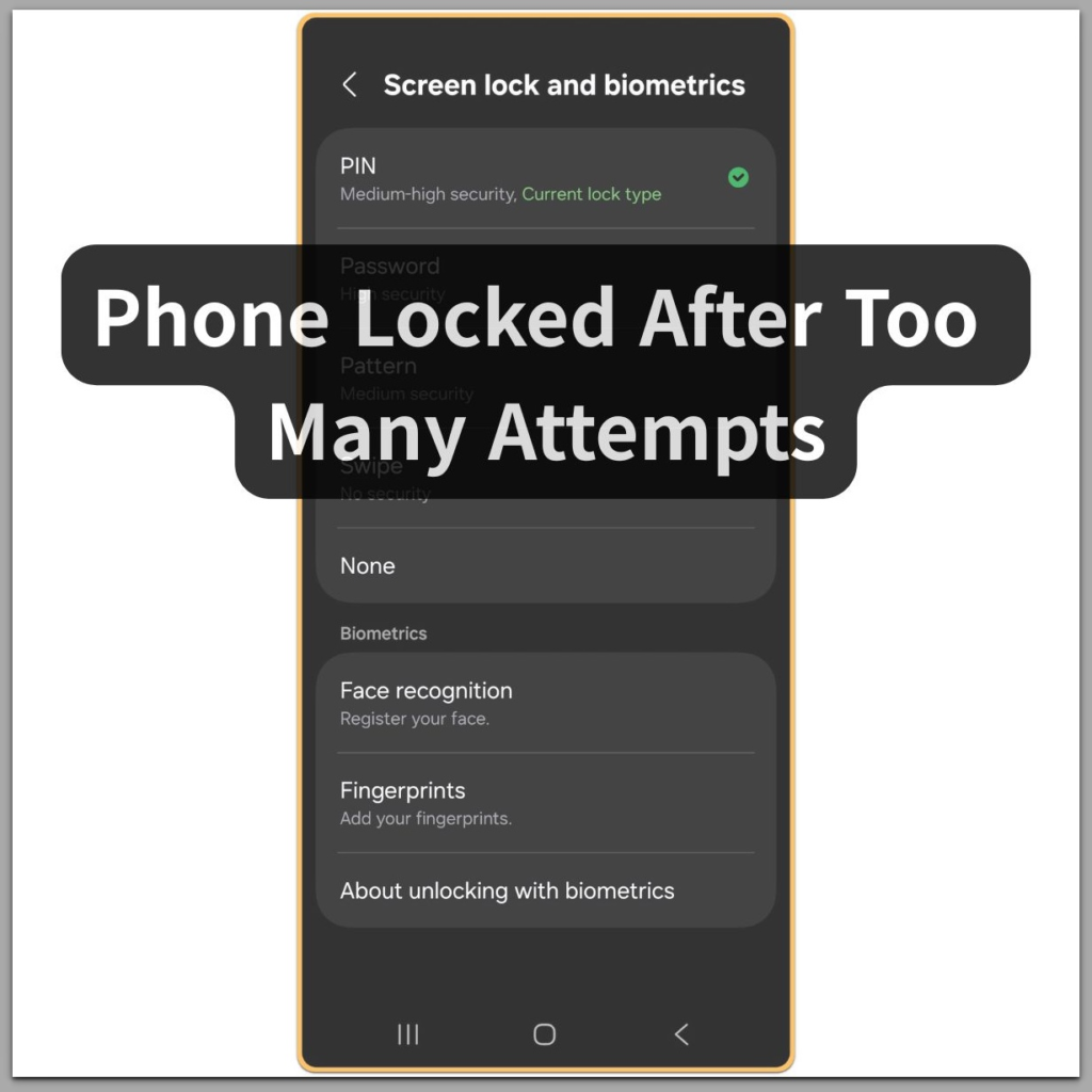 android screen lock and biometrics settings menu