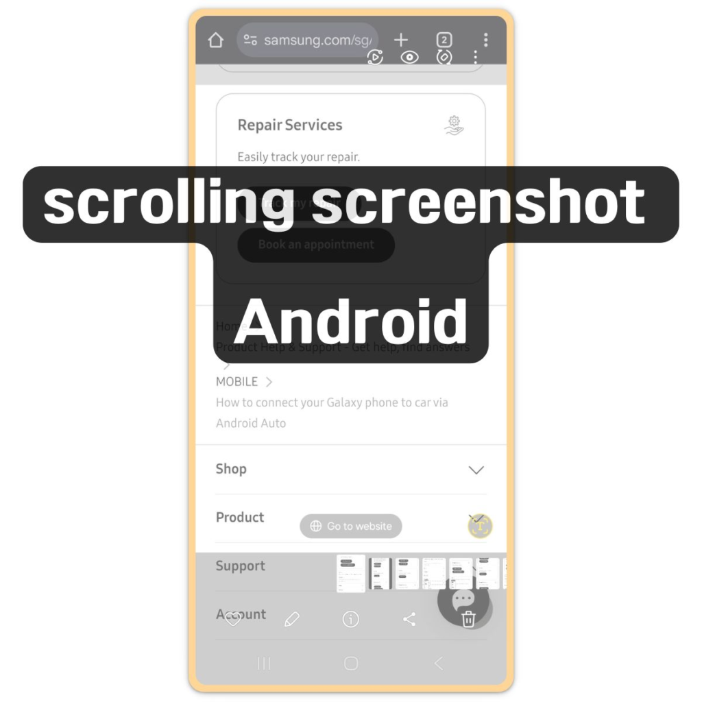 Android scrolling screenshot preview after taking a screenshot