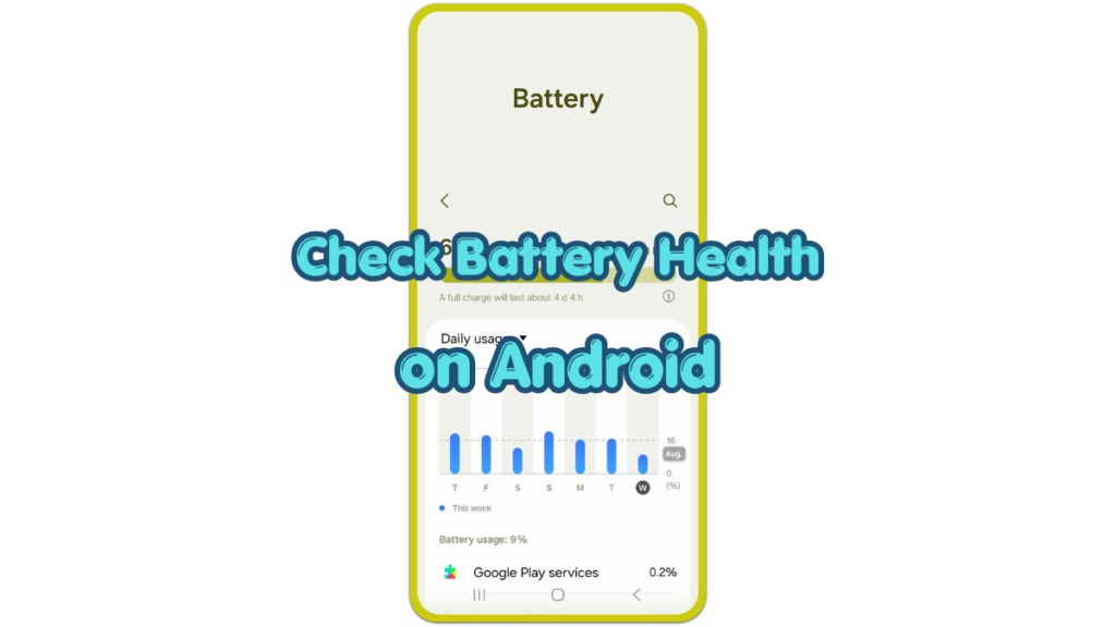 android battery settings screen with check battery health on android text