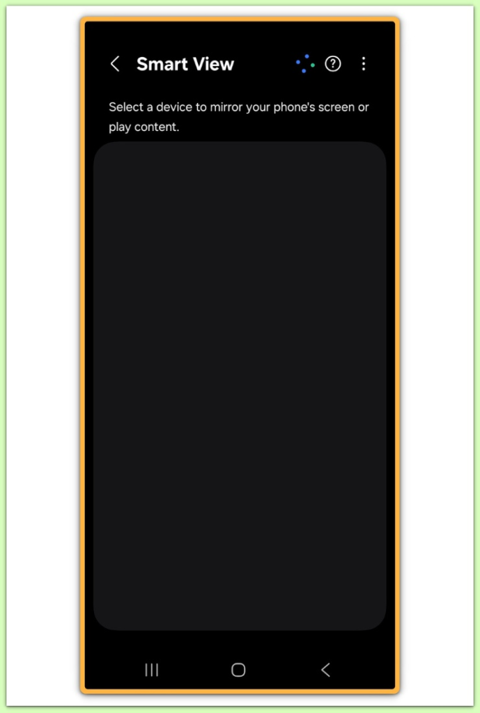 Android screen cast to TV device search screen