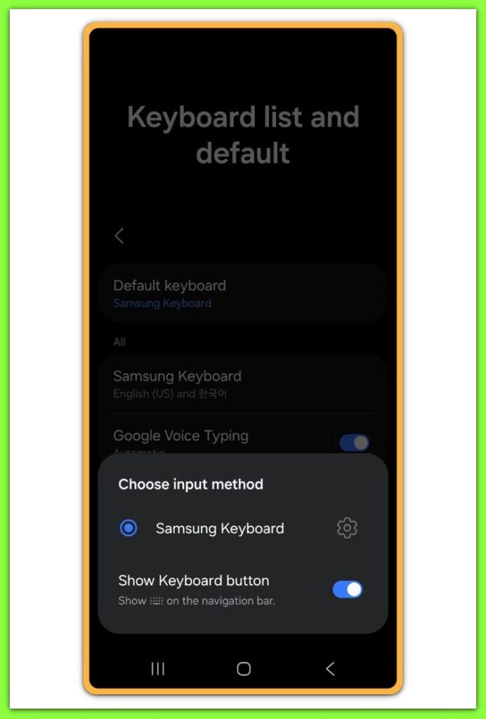 Choose default keyboard on Android