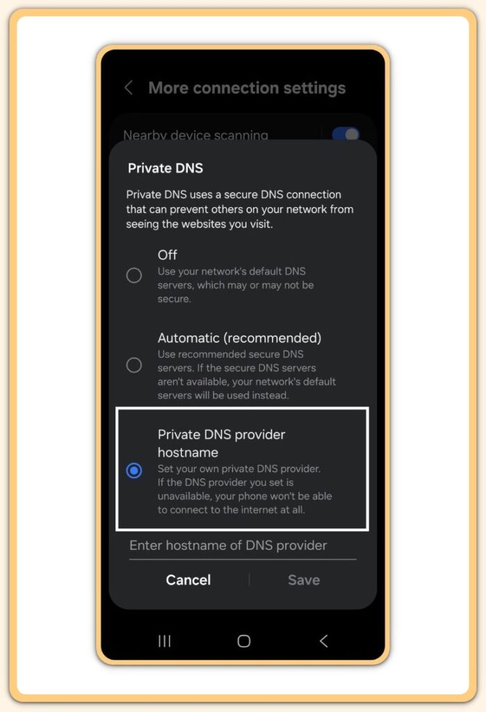android public wifi safety private dns settings