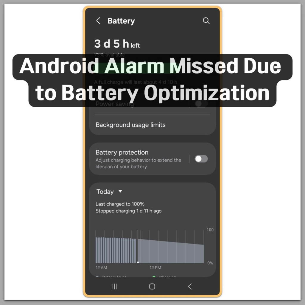 android battery settings showing power saving and background usage limits