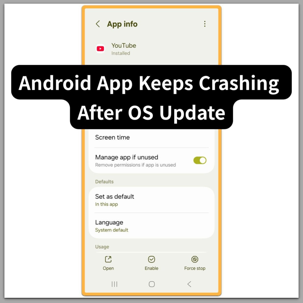 android app info screen showing installed app under system control