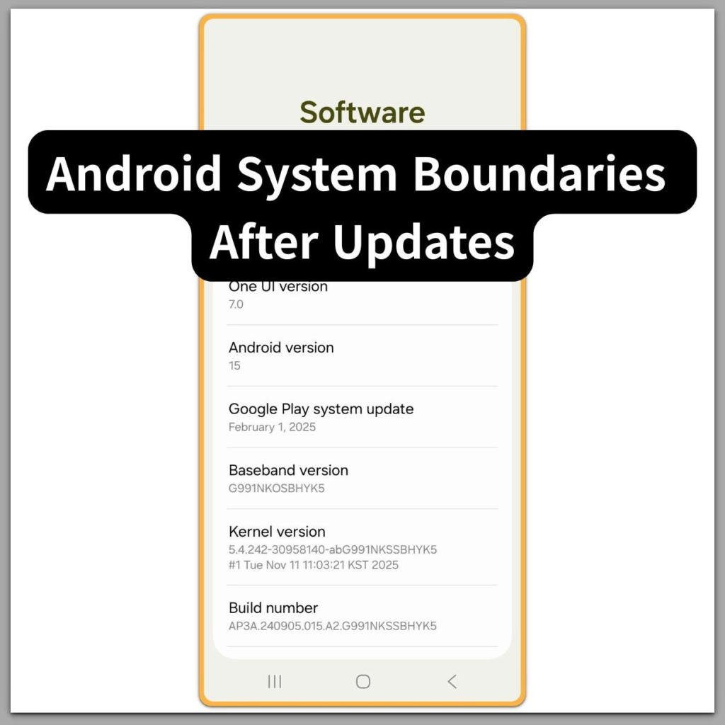 android system boundaries after updates software information screen