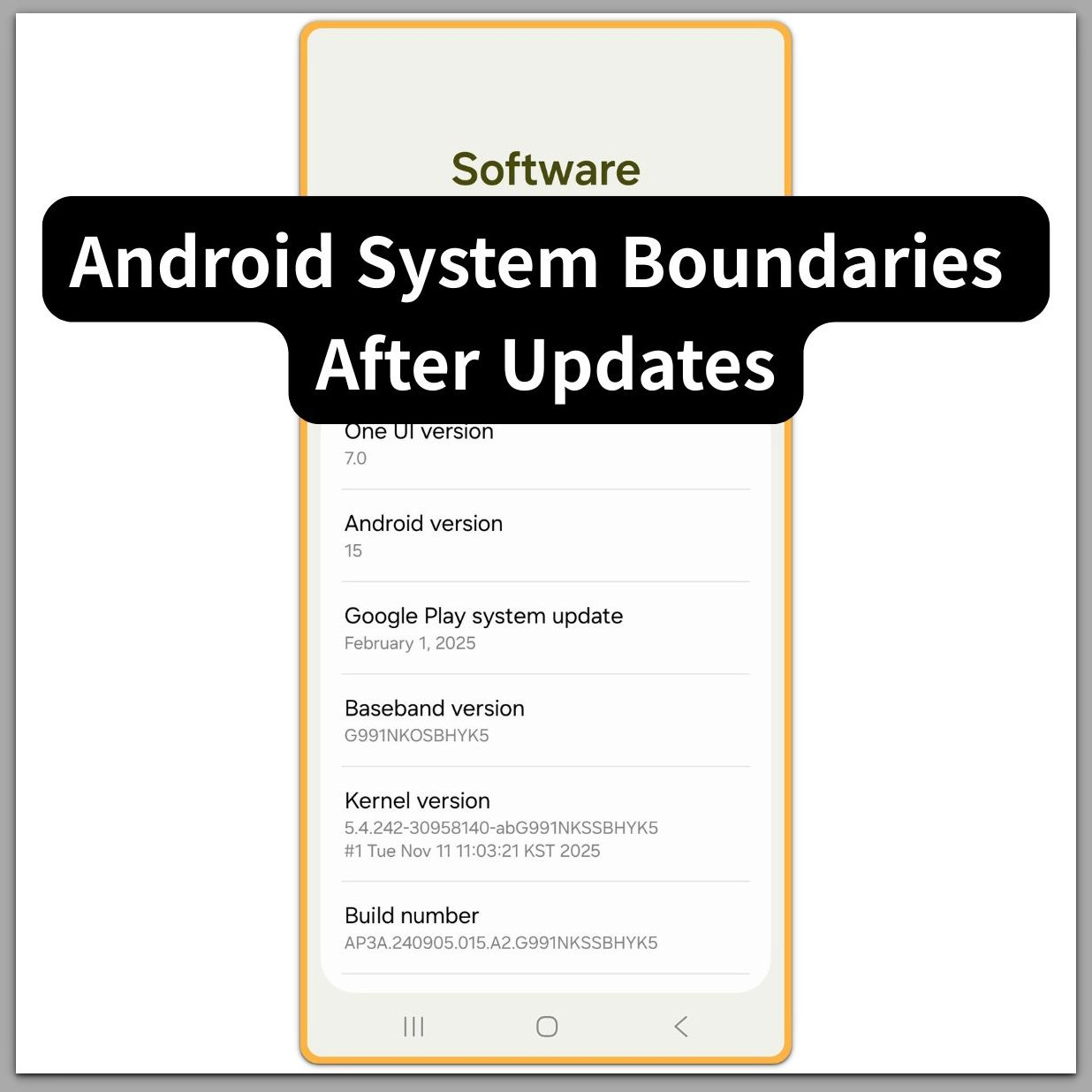 android system boundaries after updates software information screen