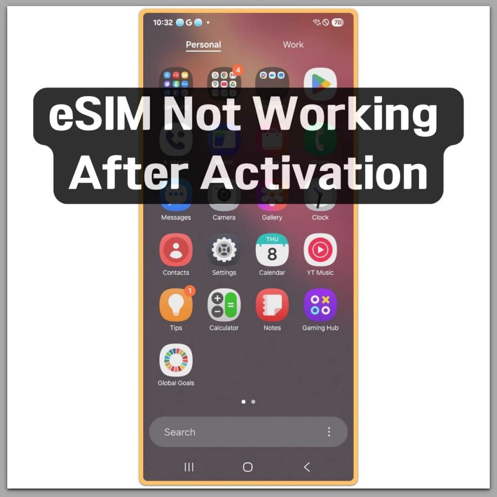 android home screen showing no cellular signal status