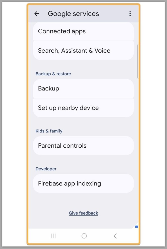 android google backup and restore settings menu