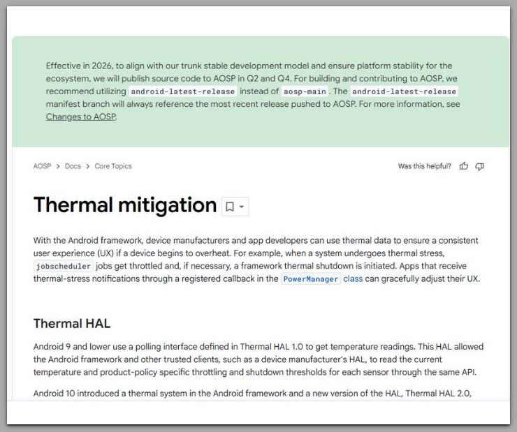android thermal mitigation official documentation