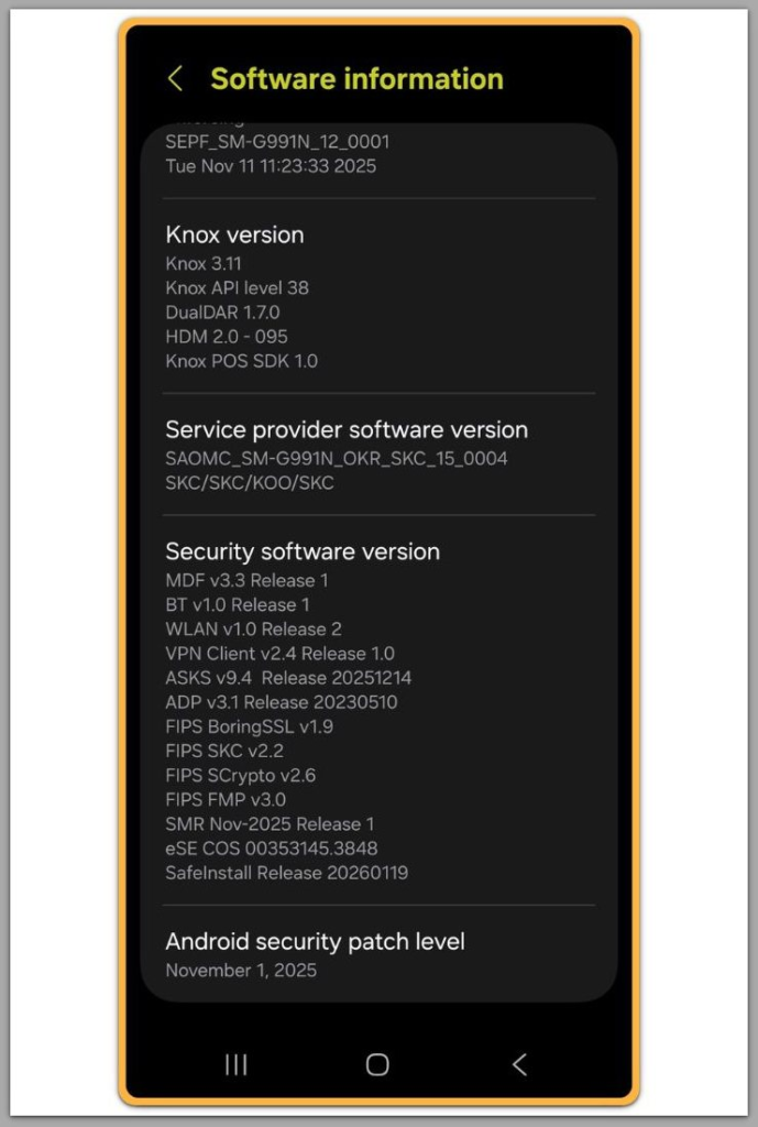 android security patch level after system update