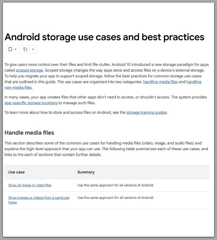 android storage use cases and app-specific storage behavior after system update