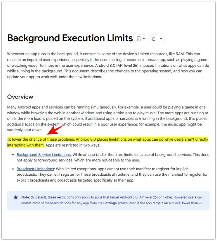Android background sync battery drain official documentation on background execution limits