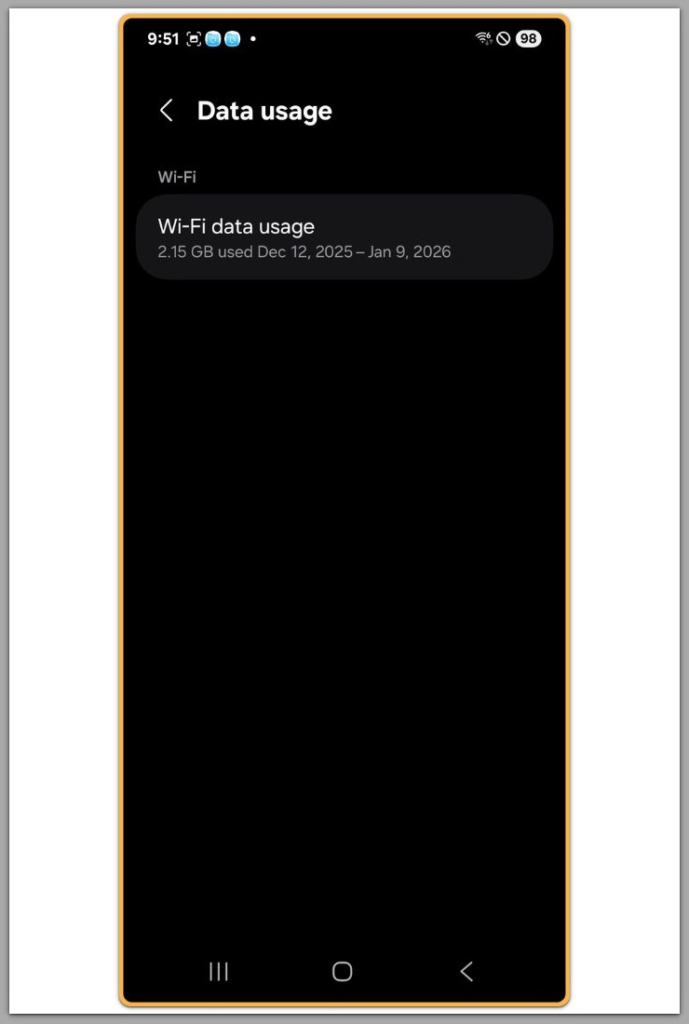 android wi-fi data usage showing mobile data inactive