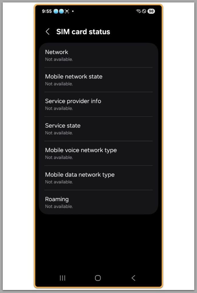 android sim card status roaming not available mobile data unavailable