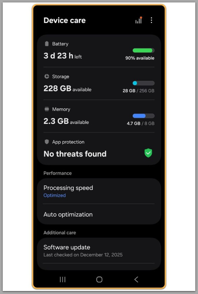 android device care storage memory app protection overview