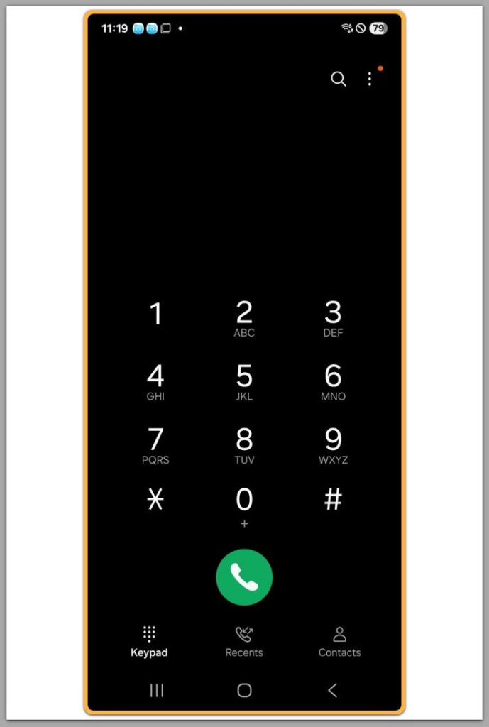 android phone dialer keypad showing no service and emergency calls only status