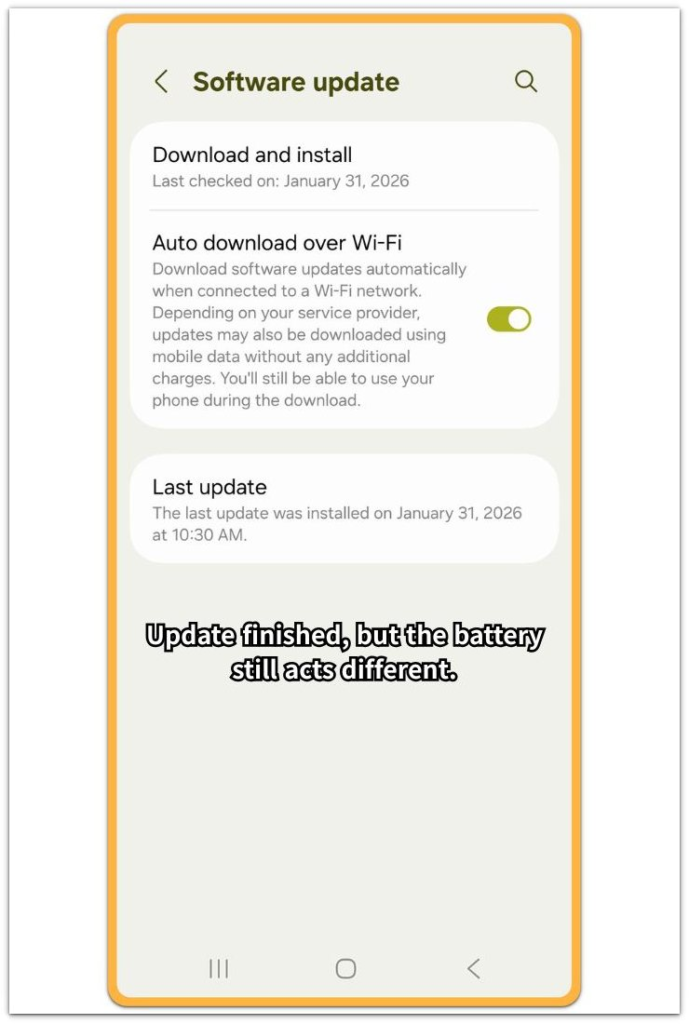 android battery drain after software update finished screen