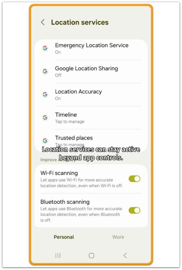 android battery drain location services location services screen with system scanning features