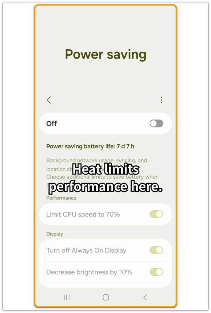 android overheating battery drain power saving screen