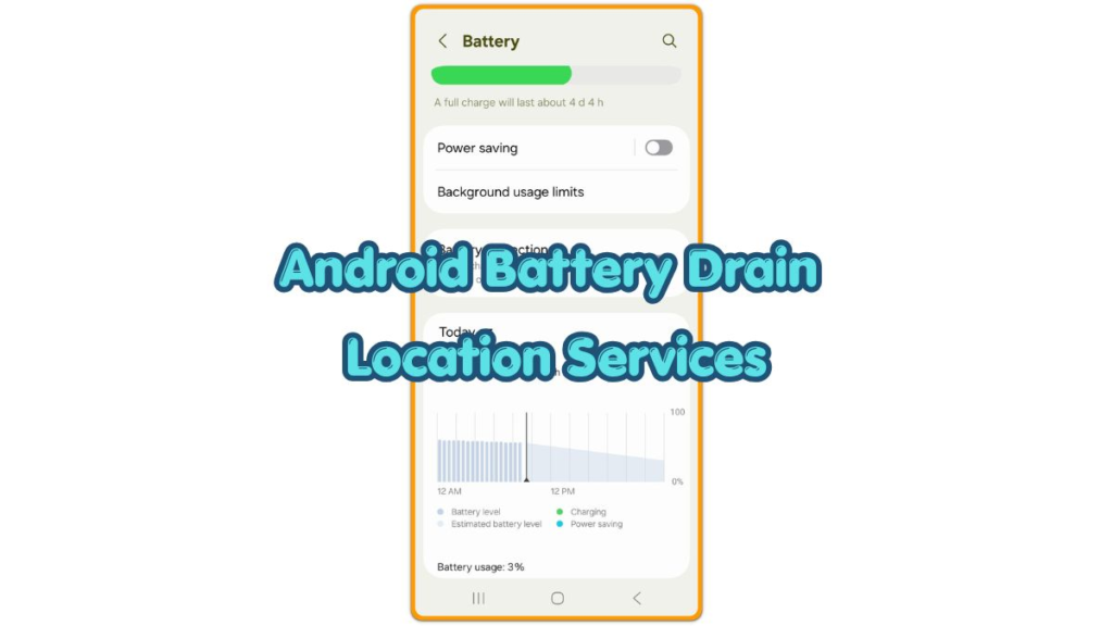Android battery drain location services shown on Battery settings screen with idle battery drop