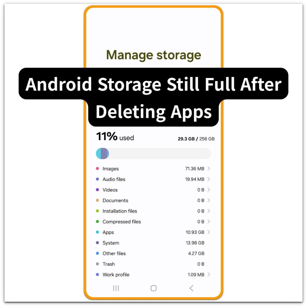 android storage still full after deleting apps manage storage overview on galaxy phone