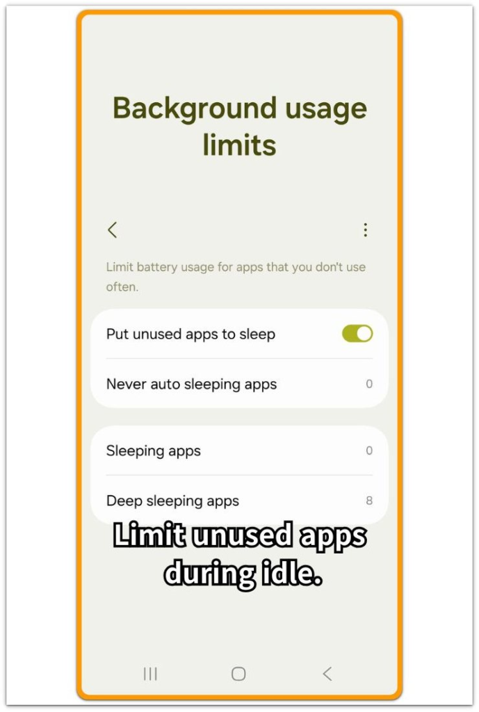 android doze mode background usage limits screen alt text