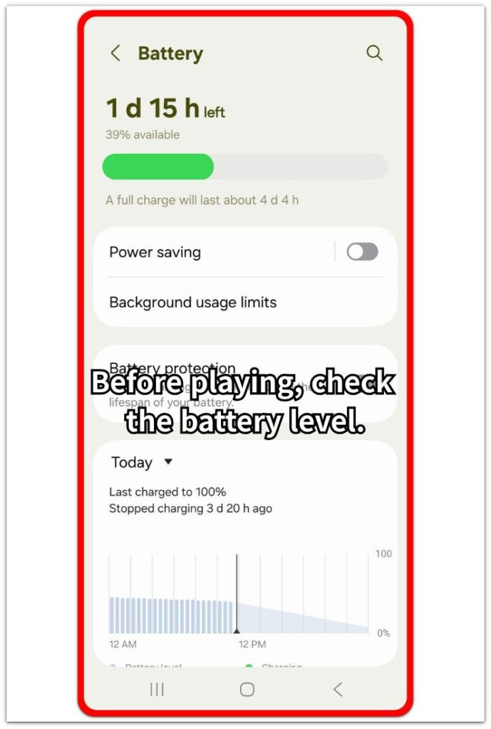 android battery drain while gaming battery level check screen