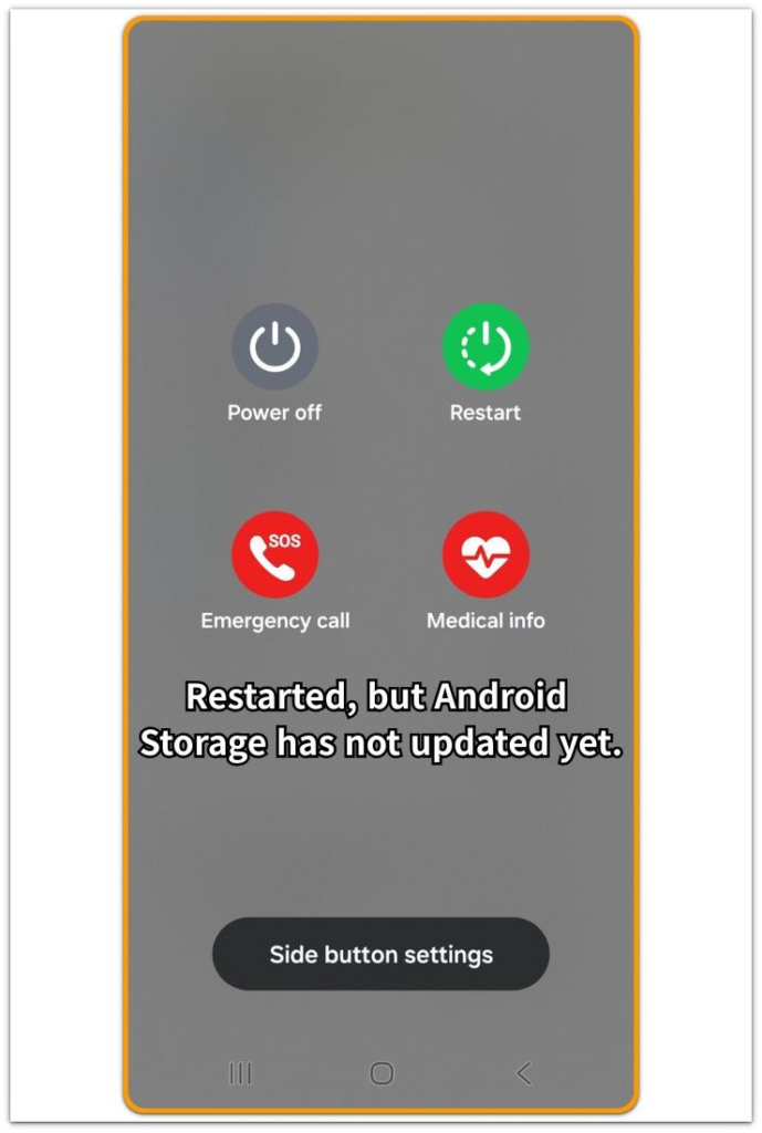 android storage number unchanged after restart