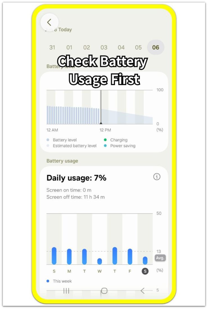 android battery usage screen for checking fast drain
