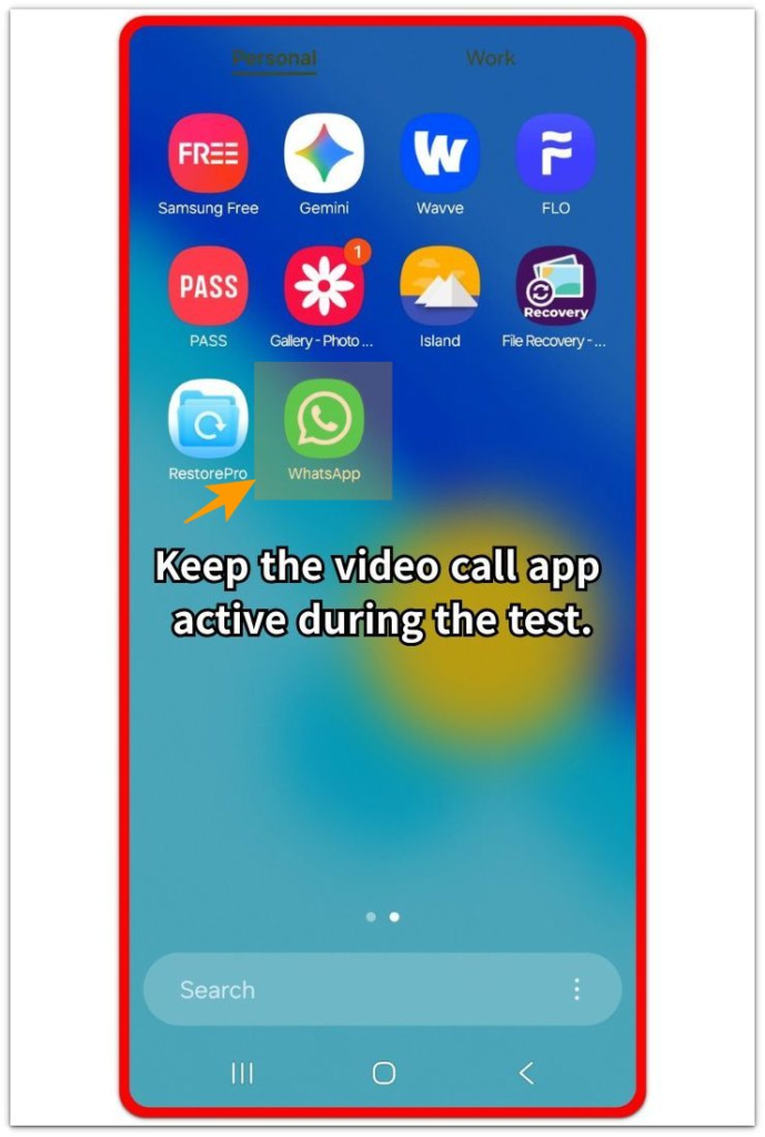 Video call app kept active while checking Android battery drain during video calls