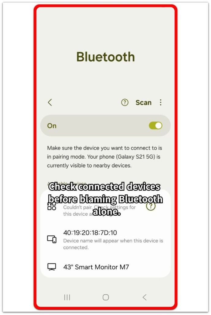 android bluetooth battery drain connected device list check