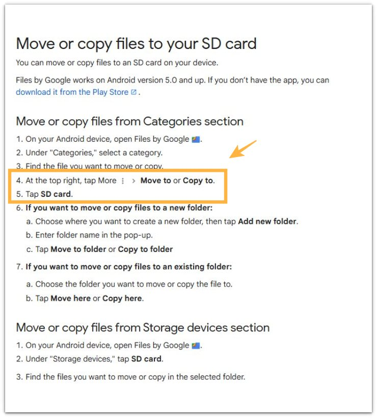 google help move or copy files to sd card official source showing move or copy options