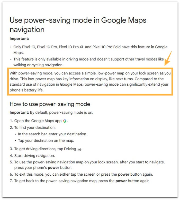 Google Maps power-saving navigation source for Android battery drain while using navigation