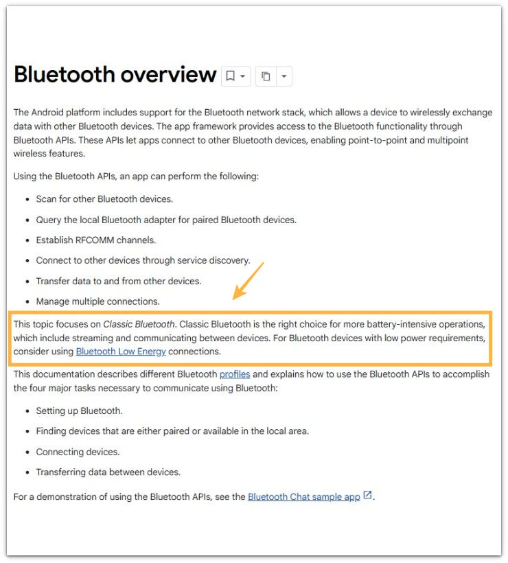 google bluetooth overview classic bluetooth battery use source