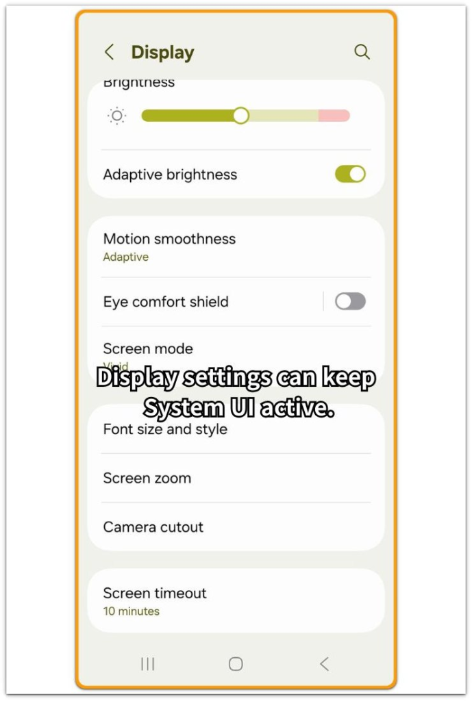 android system ui battery drain display settings with brightness and screen timeout