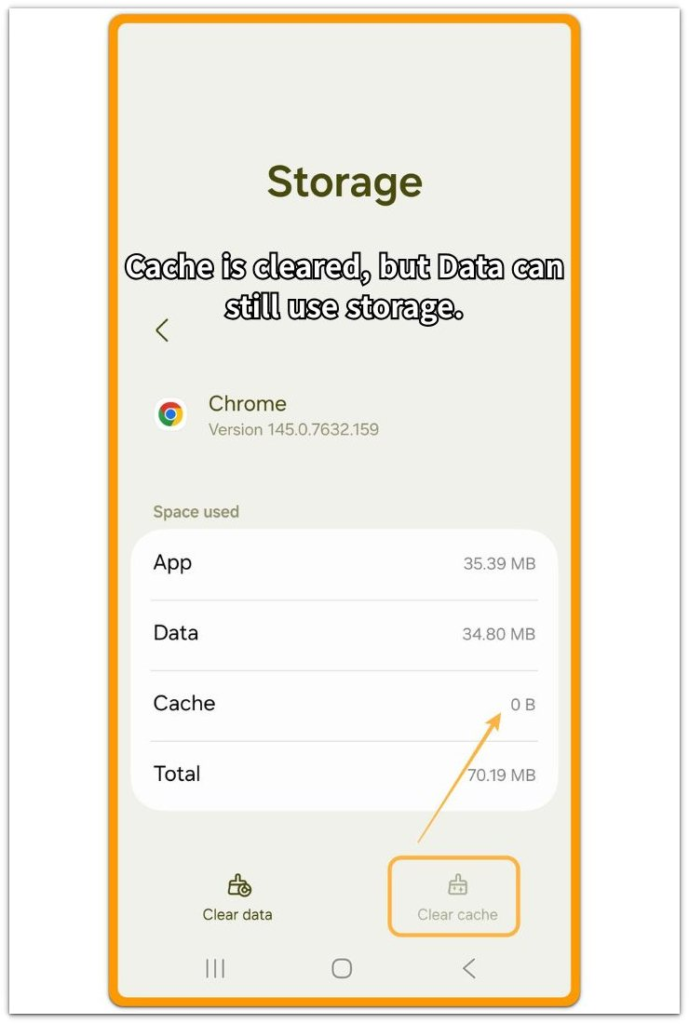 android storage full but no files visible clear cache screen