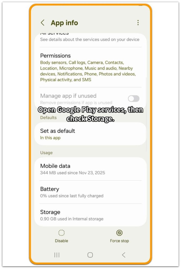 google play services storage keeps growing on android app info screen