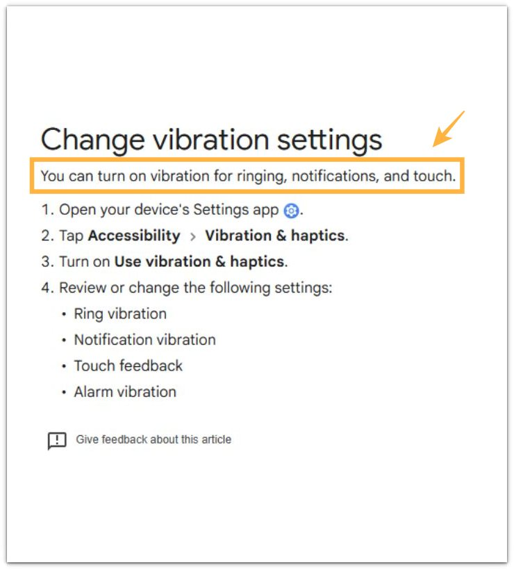 Android haptic feedback battery drain Google vibration settings help page