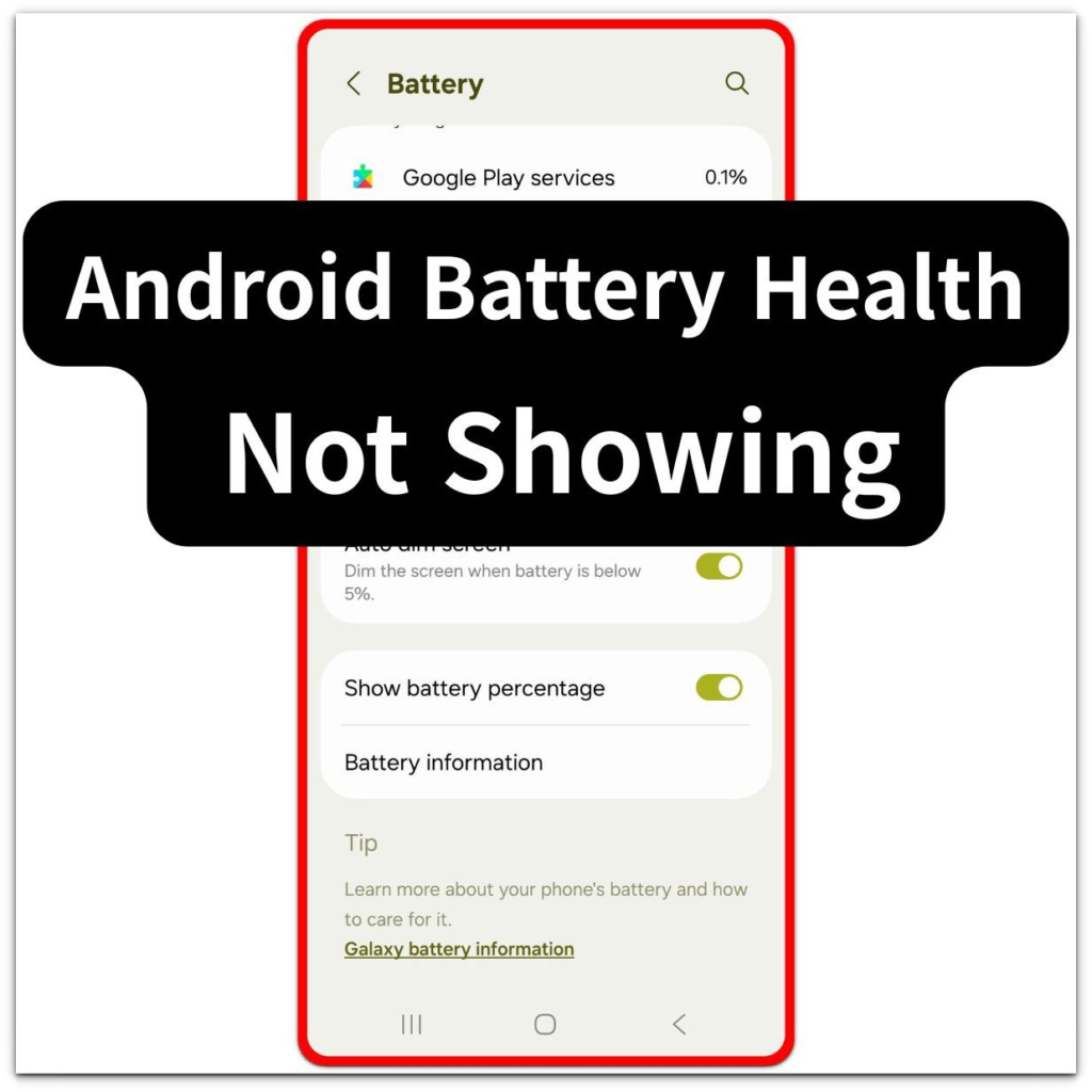 android battery health not showing battery settings structure