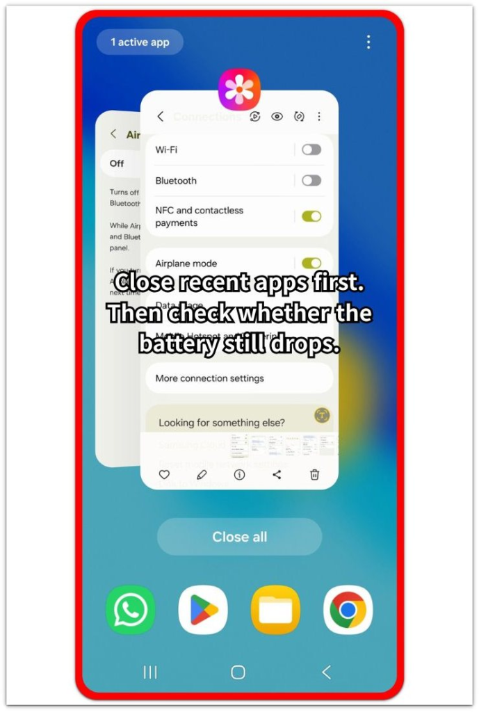 android close recent apps before battery check