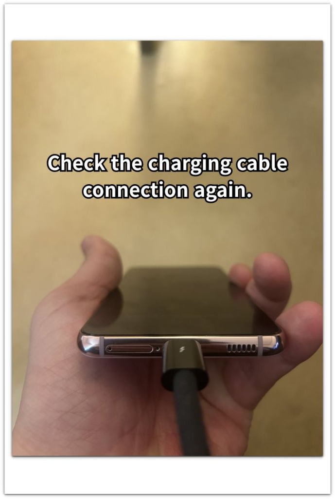 android charging cable connection checked on phone