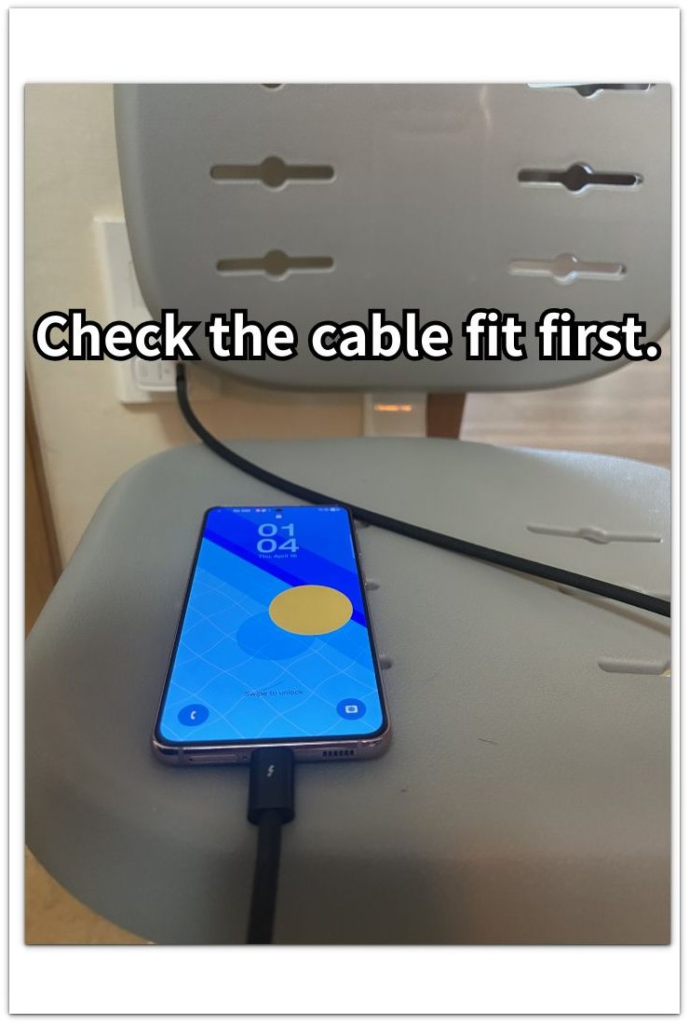 android phone charging slow cable fit check
