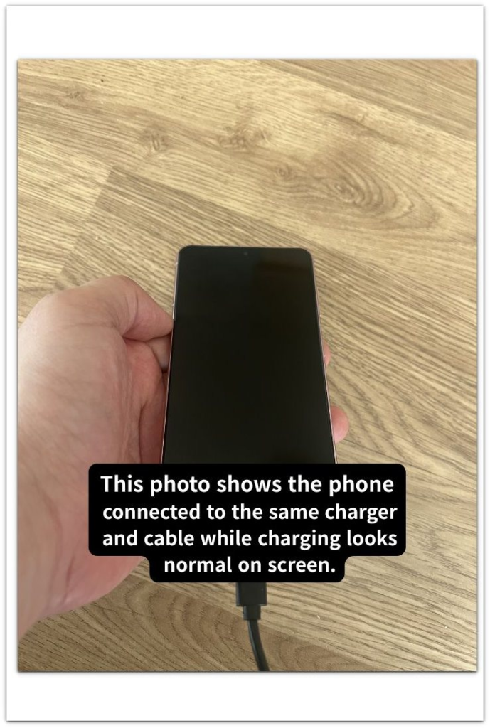 android phone connected to the same charger and cable during a repeat charging check